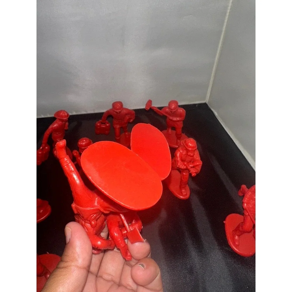 Four Brave Firemen Red Plastic Toy Figures Set of 11 Firefighter Action Poses